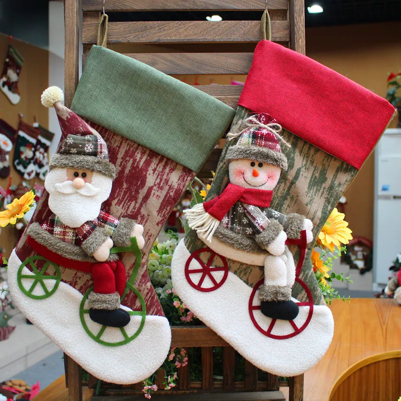 

2024 Christmas Socks Gift Bag Santa Claus Candy Bag 3D Toy Christmas Decoration Christmas Socks Gift Bag