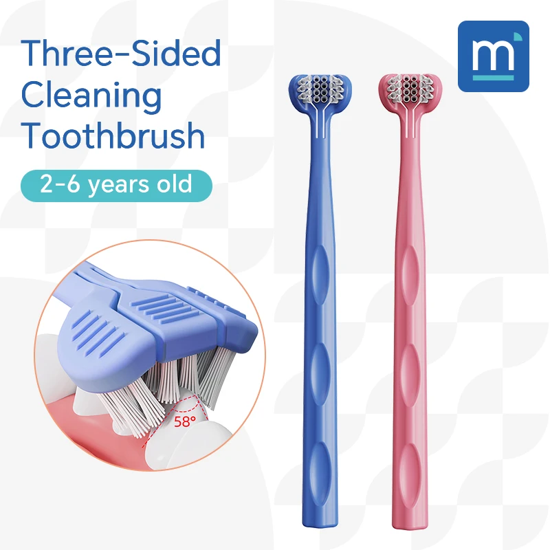 1/2 piece, children's three sided toothbrush/high-quality soft bristles/suitable for daily oral cleaning of babies aged 2-6 year