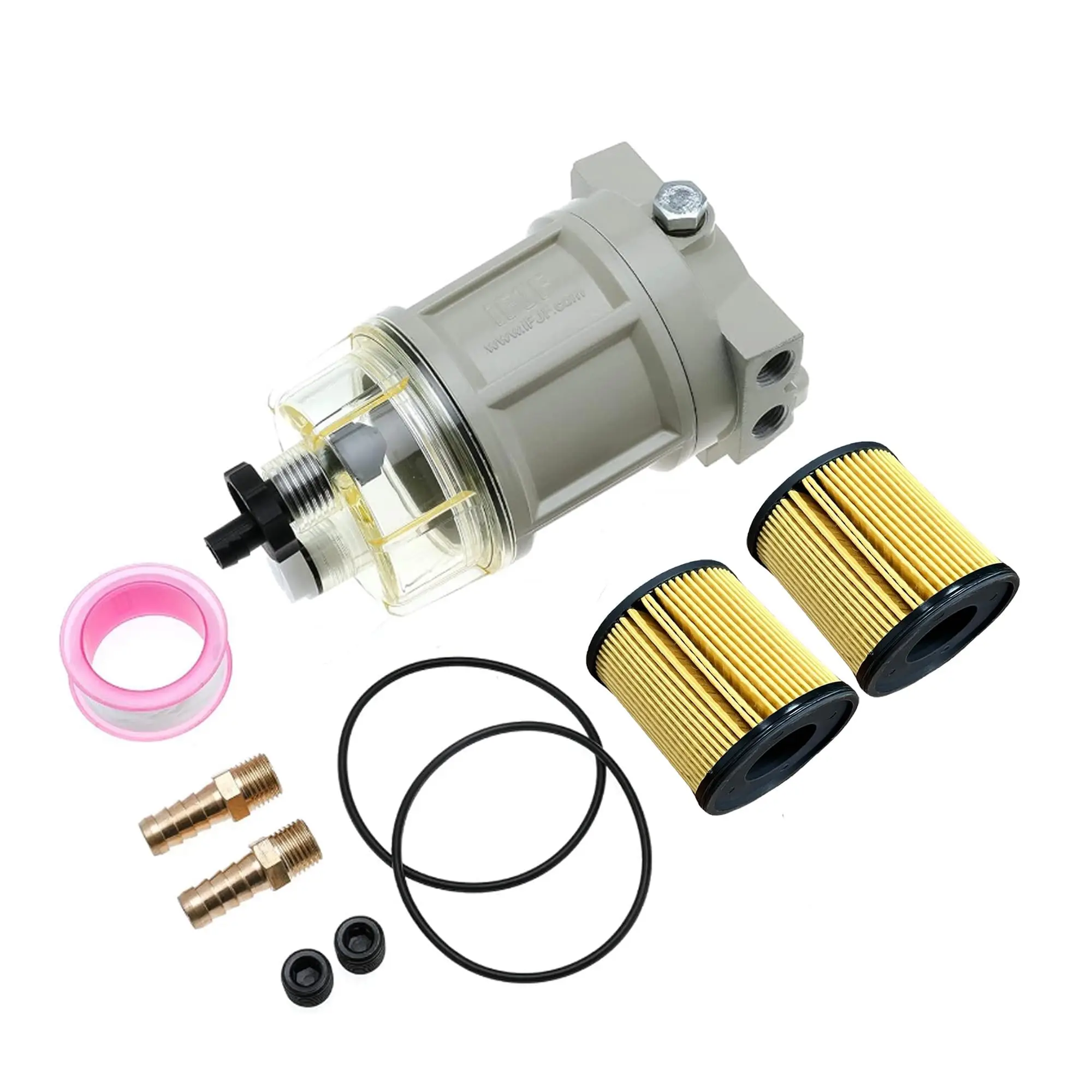 Fuel Water Separator R12H (R12T Upgrade) Marine Replaces S3240 120AT NPT ZG1/4-19 Spin-on Filter Includes 2 Fittings 2 Plugs