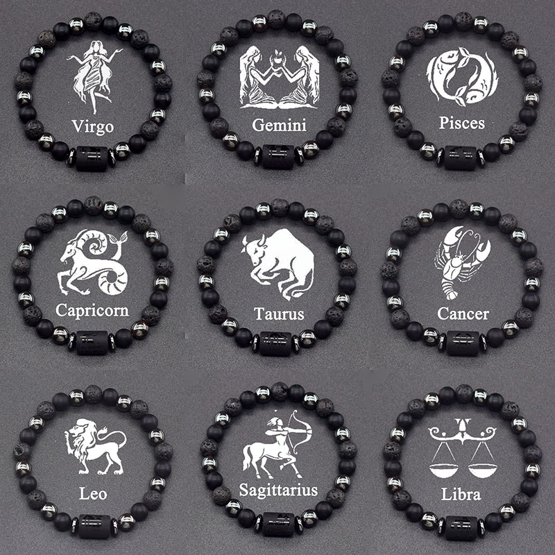 12 Zodiac Sign Bracelet Homme Constellation Bangles Men Gemini Virgo Pisces Charm Bracelet Women Friendship Gift Jewelry on Hand