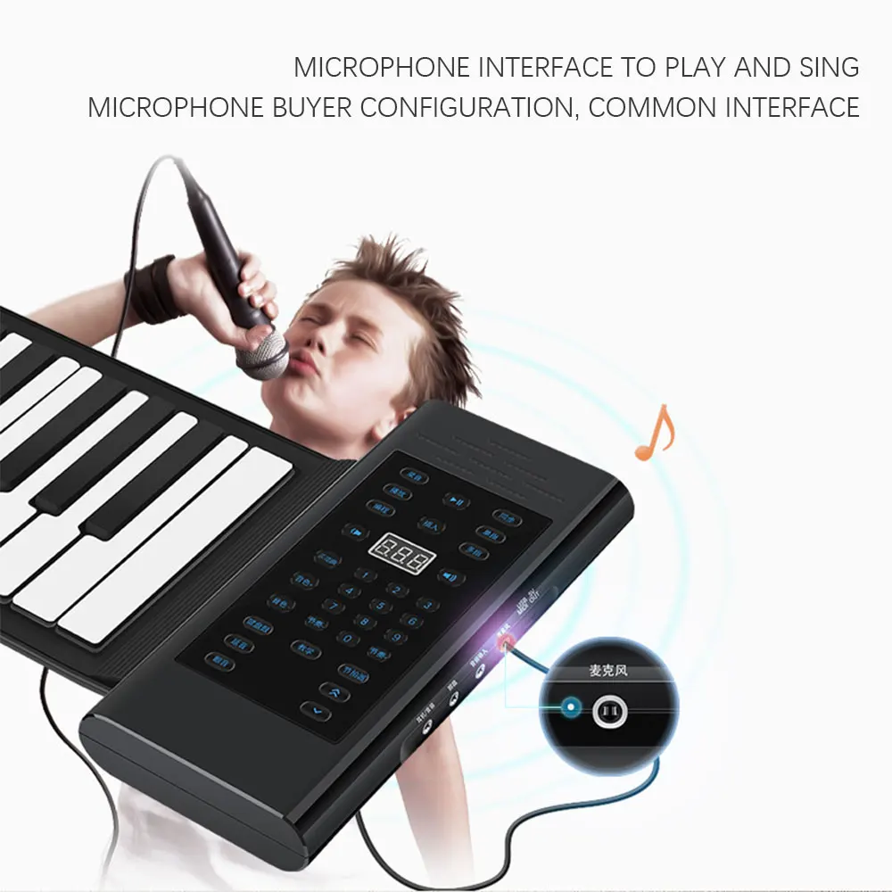 Electronic Musical Instrument Midi Control Keyboard 88 Key Electronic Piano MIDI & USB Portable Flexible ABS Soft Silicone Keyboard Digital Roll Up Piano Horn Sustain Pedal
