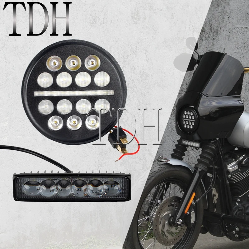 Thug Style Moto 5-3/4 Pollici Led Head Light Lamp Front Drl Lighting 6 "Led Light Bar Fendinebbia Per Harley Softail Low Rider