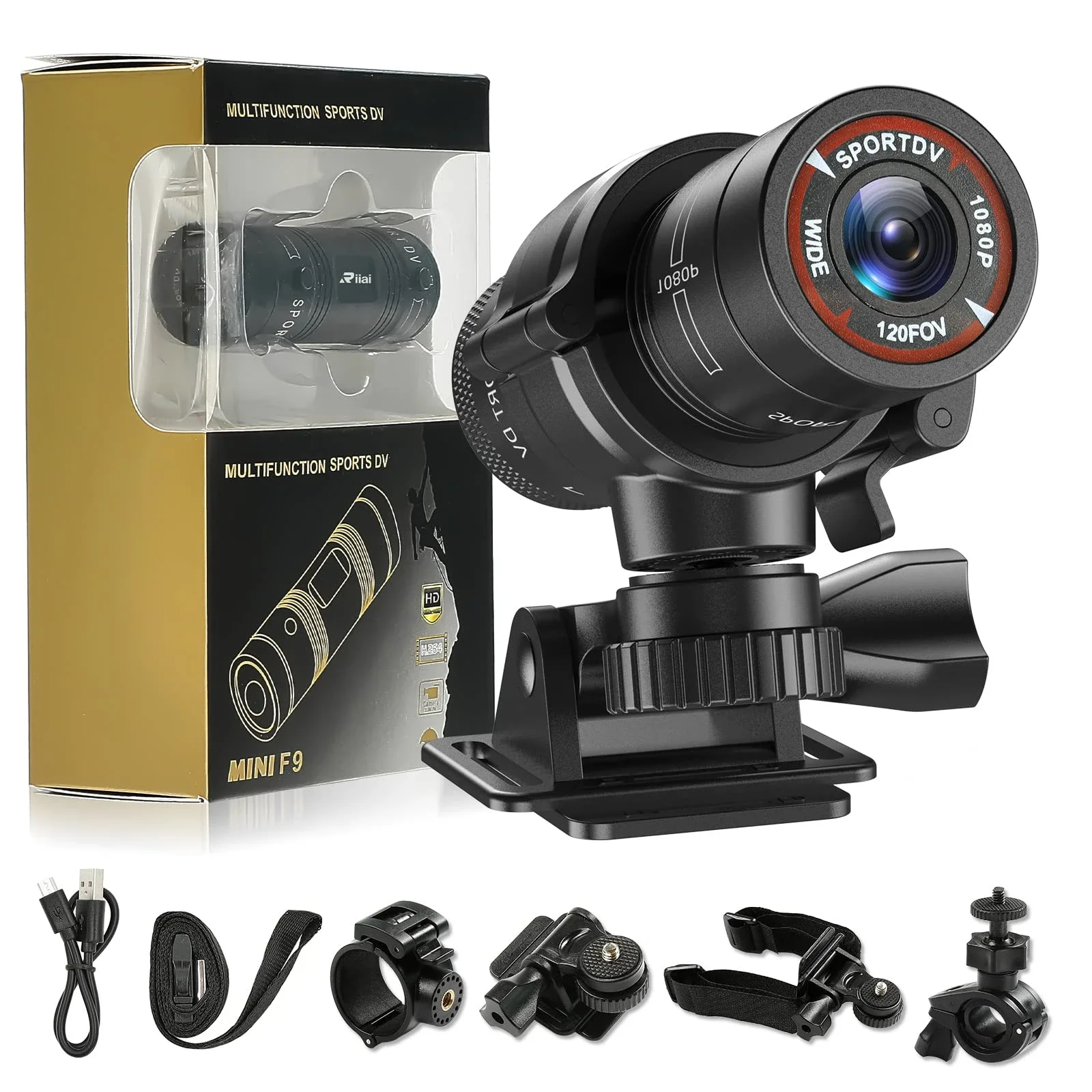 F9 액션 카메라 HD 1080P 자전거 오토바이 헬멧 카메라 야외 스포츠 DV 비디오 DVR 오디오 레코더 대시 캠 자동차 자전거