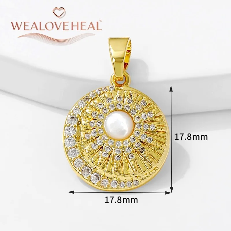 Trendige Charms-Anhänger in Sonne/Mond/Herz/Hufeisenform, 18 Karat vergoldet, eingelegter Zirkonia, Schmuckherstellung, Anhänger, DIY-Halskette – Detail 22