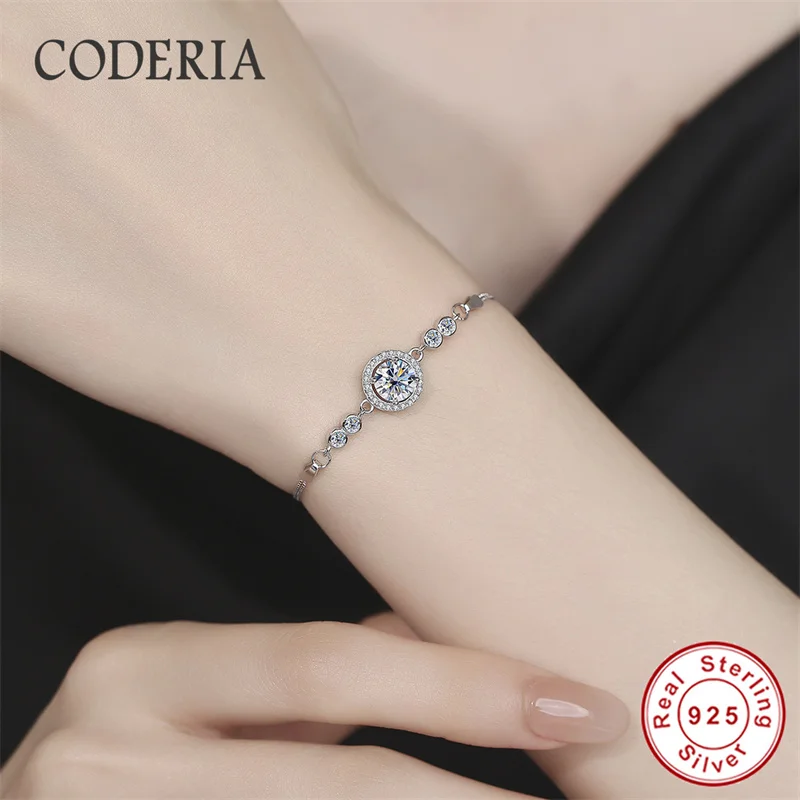 라운드 D VVS1 Moissanite 1CT 팔찌 여성을위한 결혼 선물 100% 조절 가능한 크기 팔찌 인증 보석