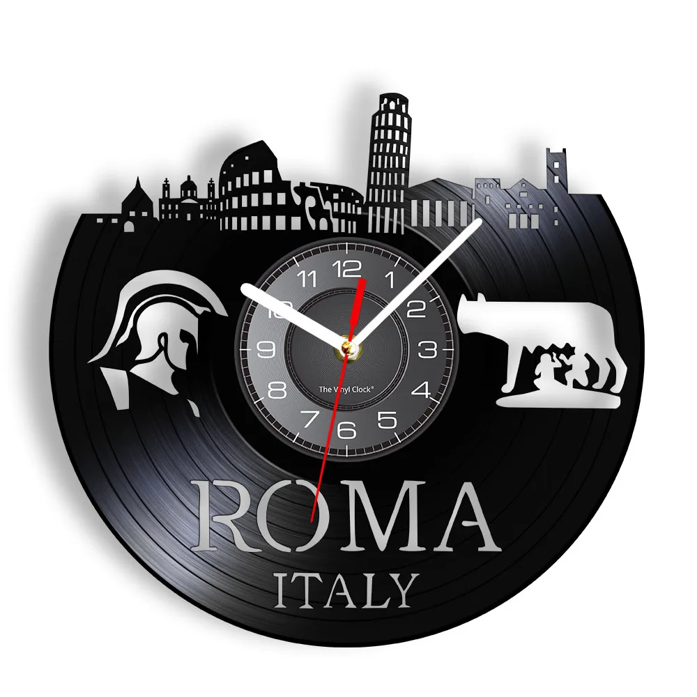 

Capital Italy Roma Vintage Retro Style Wall Clock Exotic Wind Tavel European Art Home Decor Rome Vinyl Album Record Clock Watch