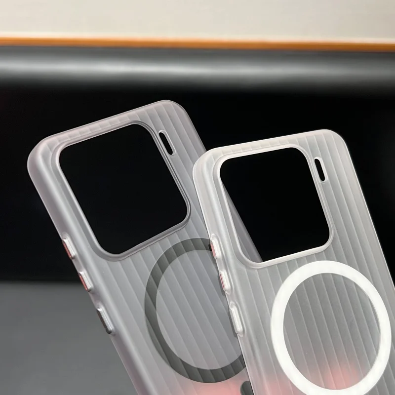 Ultra Thin Corrugated Stripe Magnetic Wireless Charging Case - Hard Cover