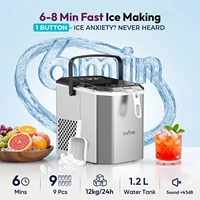 LOEFME Mini Machine à glaçons Portable entièrement automatique en forme de balle 12 kg/24 h 6 Minutes/9 pièces glaçons avec cuillère Machine à glace professionnelle 3