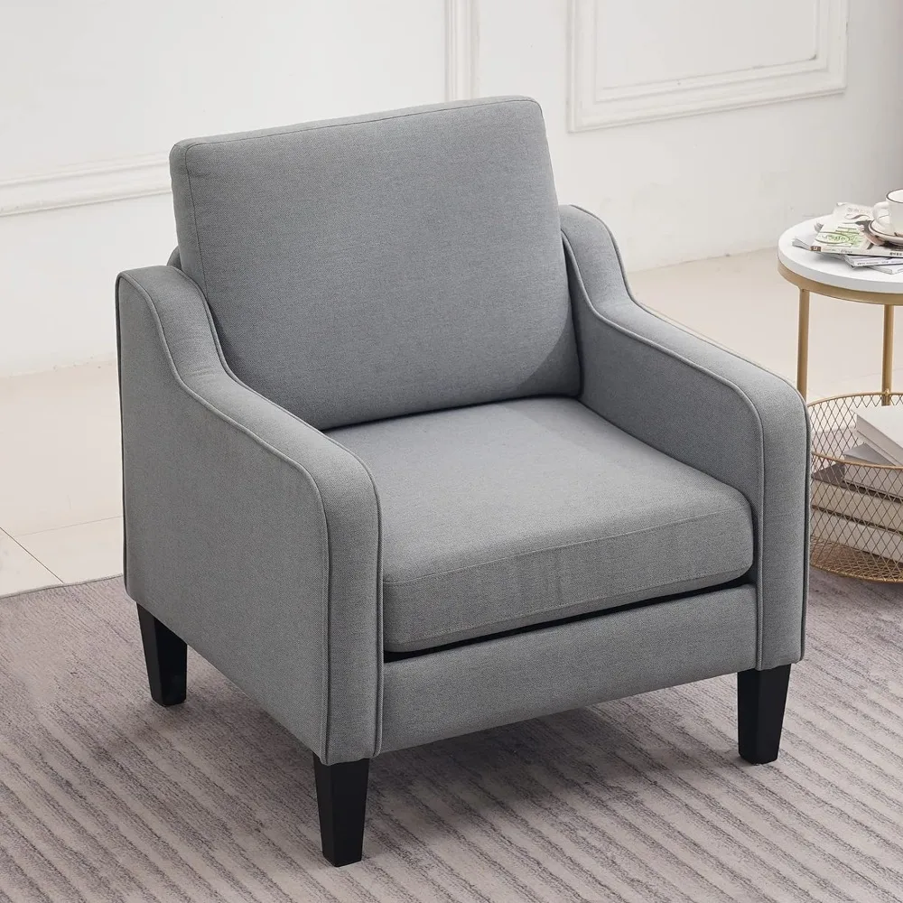 

Mid century Modern Accent Chair,Light Grey Fabric Accent Chairs for Living Room Upholstered Armchair with Scooped Arms