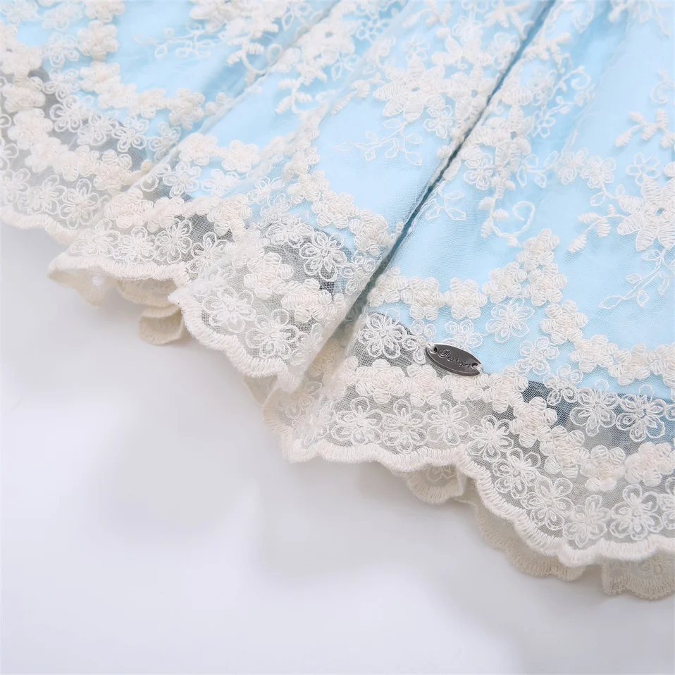 فستان زفاف بلا أكمام باللون الأزرق والأبيض للأطفال...