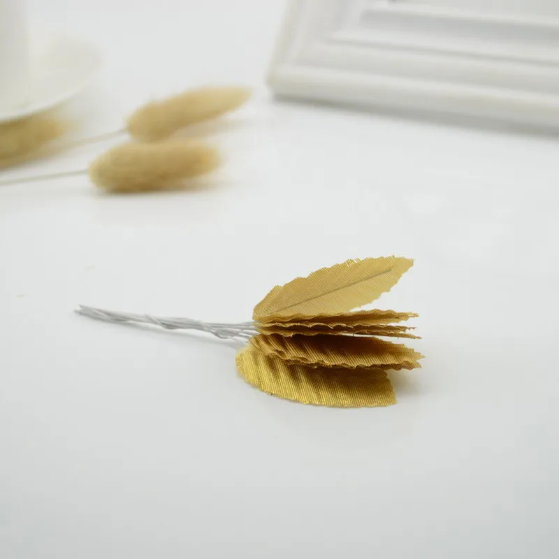 30pcs Mini Nylon Silk Leaf-shaped Leaves Artificial Flower For Wedding Decoration DIY Wreath Gift Scrapbooking Craft Fake Flower