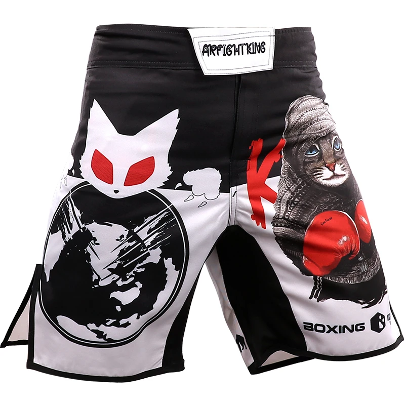 Men Cat Thai Shorts Boxing Shirts Fitness Training BJJ Kickboxing Shorts Kids MMA Muay Thai Grappling Trunks ARFIGHTKING mma shorts