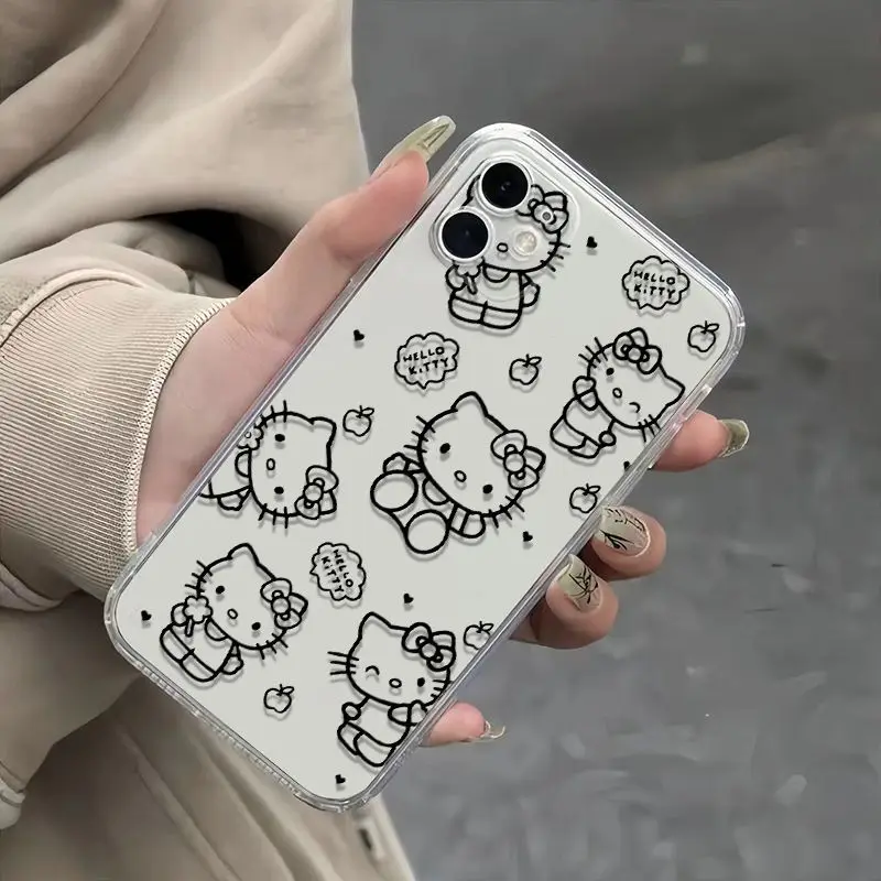 Kawaii Sanrio Hello Kitty custodia per cellulare Cute Cartoon Pink IPhone 7 8 Plus 15 14 12 13 11 Pro Max custodie per Anime regali di natale