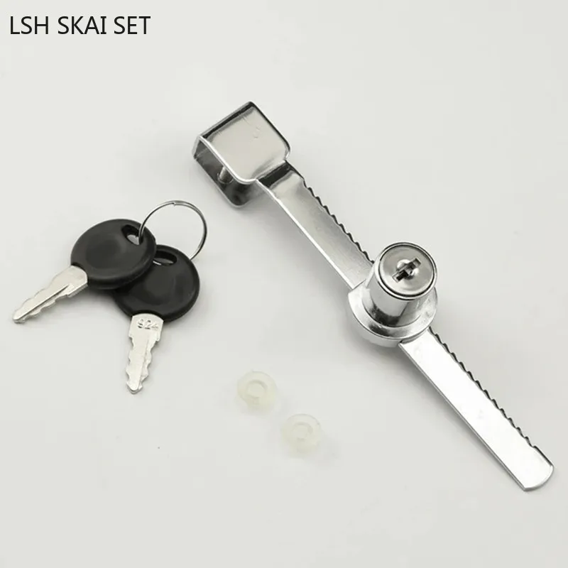 Sliding Glass Door Ratchet Lock with 2 Keys Suitable for 5-8mm Thick Glass Zinc Alloy Window Cabinet Showcase Safety Lock