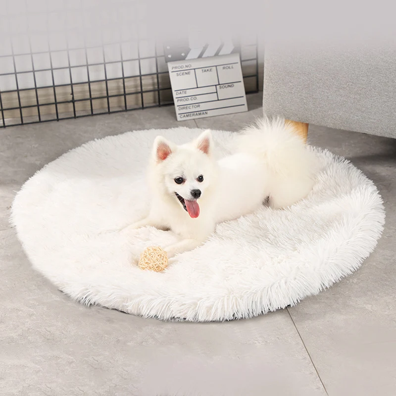 Thickened Plush Dog Bed Detachable And Washable Zipper Pet Mat Winter Warm Sleeping Cat Nest Soft Basket Mat Pet Supplies