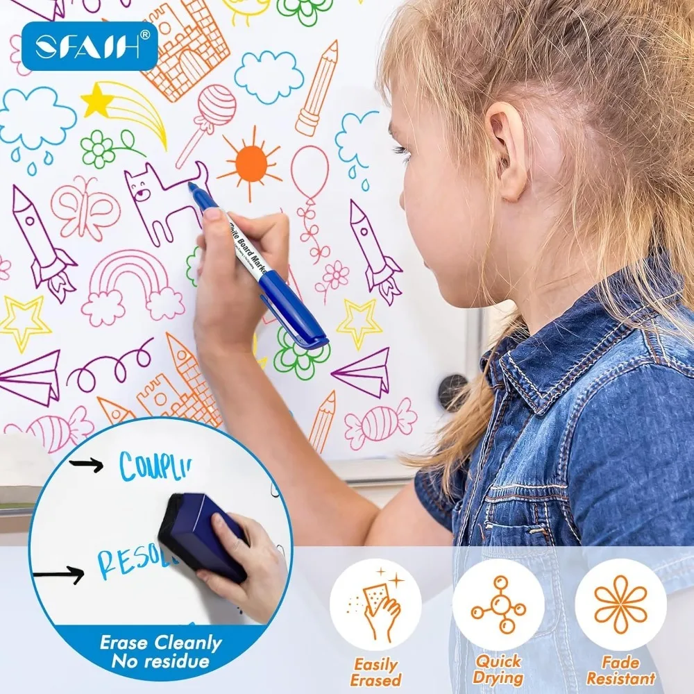 24Pcs Colors Dry Erase Whiteboard Markers Fine Tip Low Odor Marker For Office School Teacher Classroom Supplies Easy To Wipe