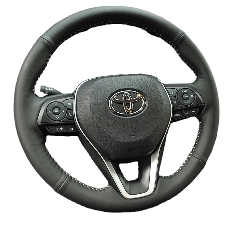 

For Toyota Camry Corolla RAV4 Avalon Manual Diy Hand Sewn Needle Thread Car Steering Wheel Cover Car Accessories Genuine Leather