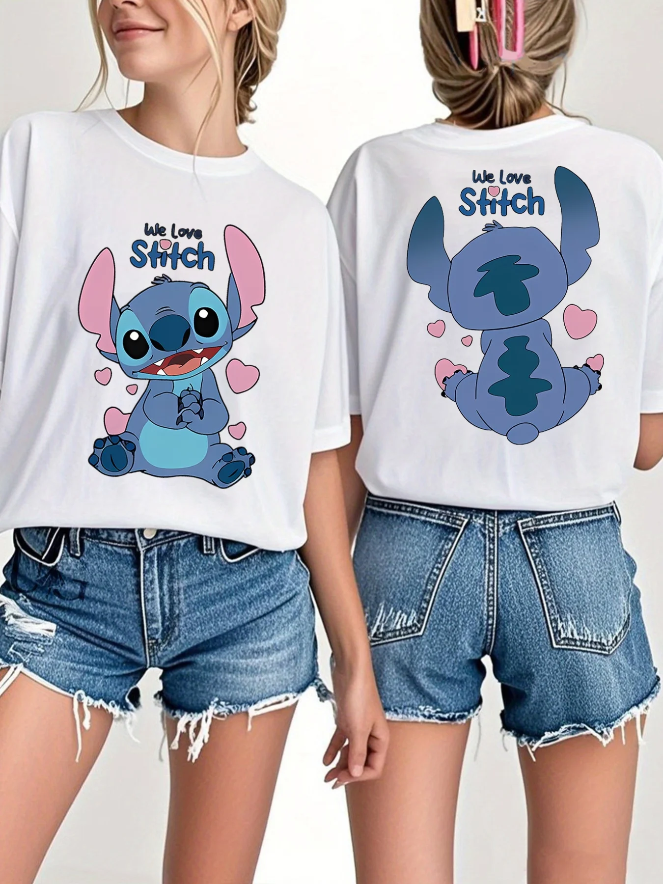 T-shirts assortis "We Love Stitch" Disney - Cadeau Duo