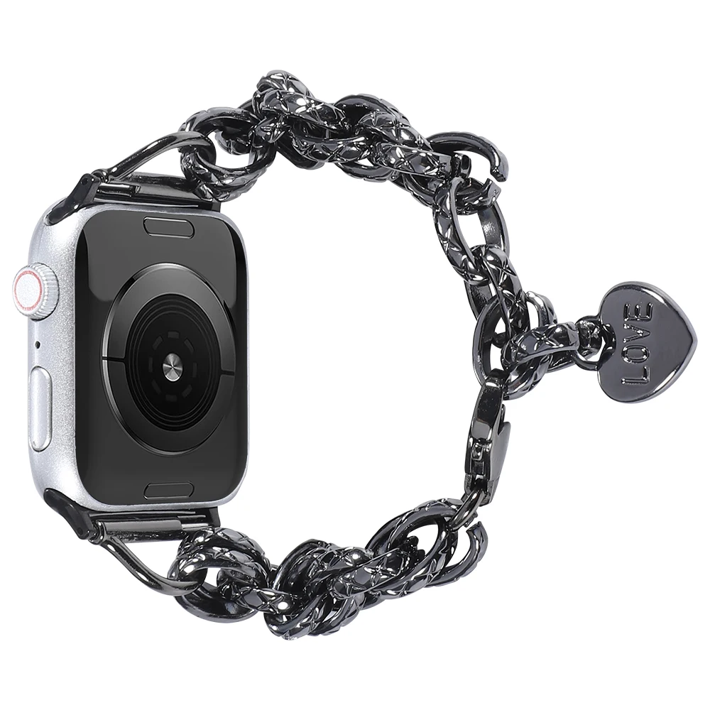 Metal stainless steel strap For Apple watch band 7 45mm 41mm Heart bracelet wristband For iwatch 6 5 4 3 SE 44mm 42mm 40mm 38mm