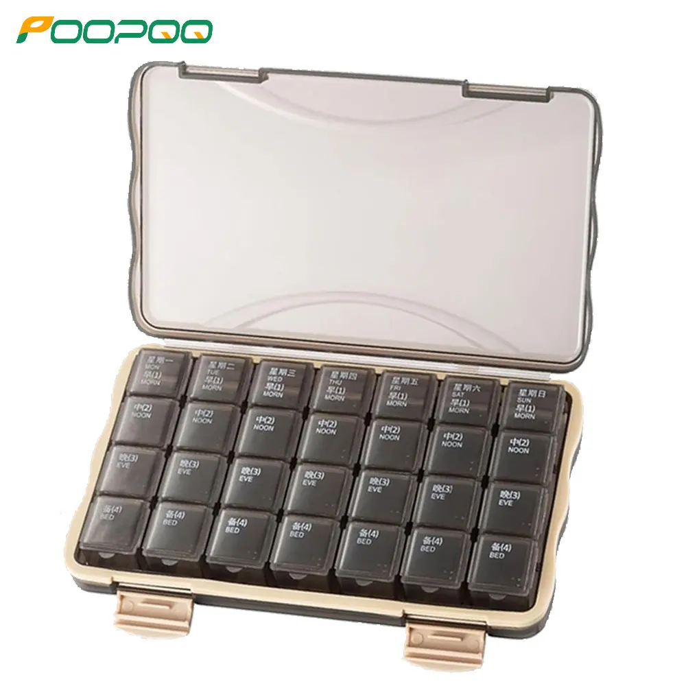 Enhanced Travel Pill Organizer - Weekly 3/4 Daily, Large Capacity with 21/28 Compartments