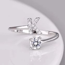 A-Z Letter Rings Adjustable Open Rings For Women Silver Gold Color Stackable Engagement Finger Ring Jewelry Accessories Gift