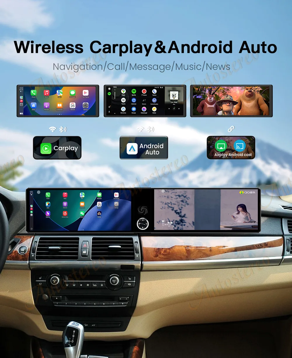 Dual Screen Android14 Car Radio Carplay Screen For BMW X5 E70 X6 E71 X6M X5M 200