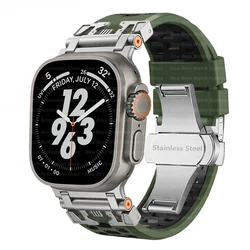 Enhanced Silicone Sport Strap for Apple Watch - Durable and Comfortable Band for Active Lifestyle (T deep green black)