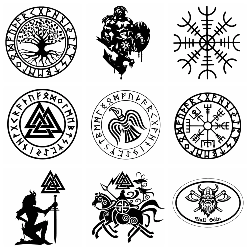 

Car Sticker Cartoon Viking Rune Fun Personality Car Window Body Decorative Decals Car Styling