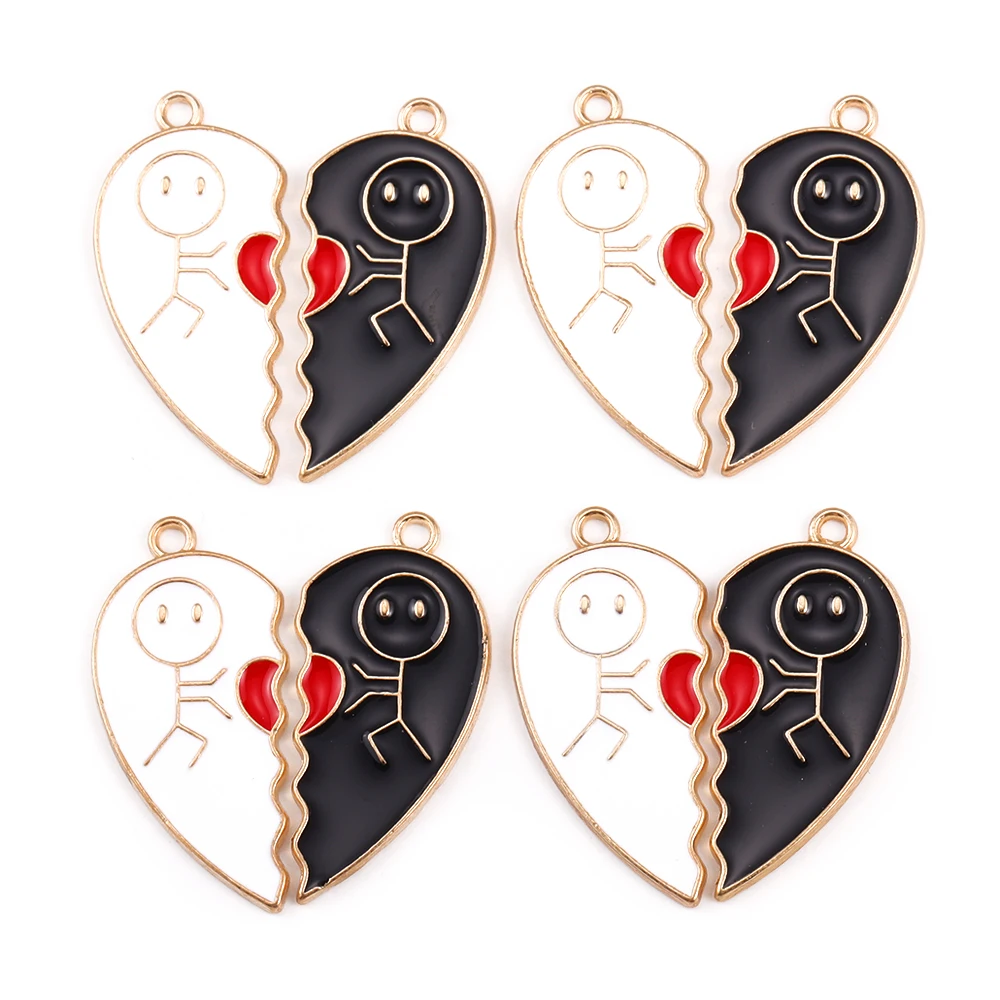 

10Pcs 34*30MM Delicacy Alloy Enamel Splicing Love Charm Cute for DIY Necklace Bracelet Keychain Jewelry Making Accessories Gifts