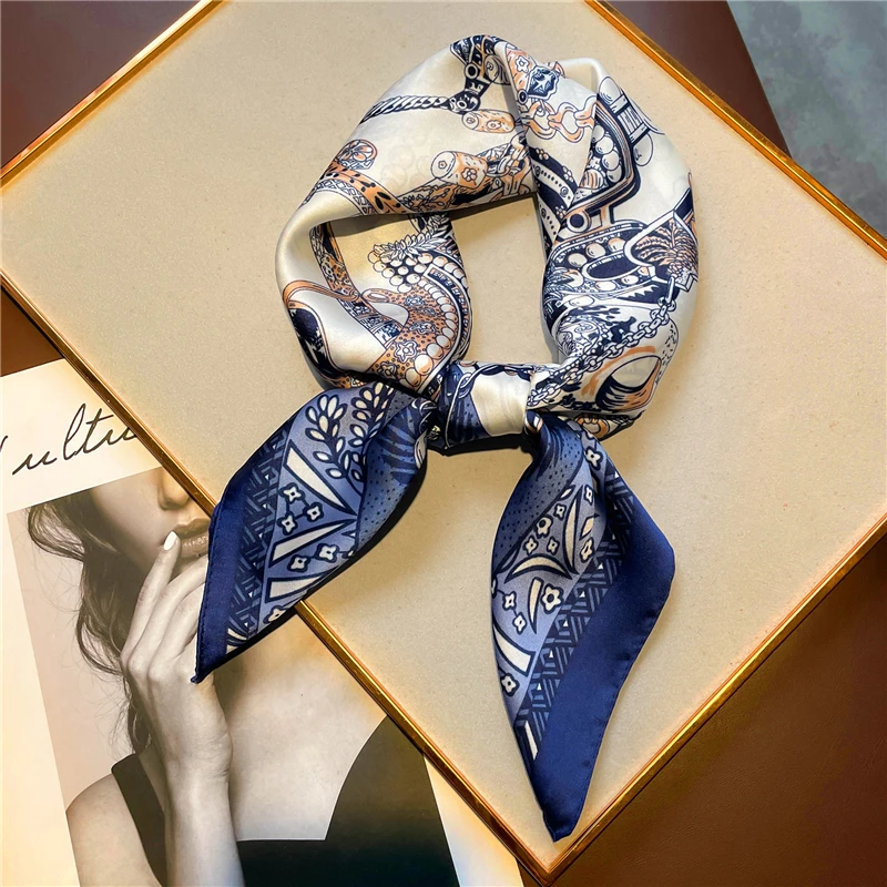 

Spring Silk Feeling Scarf Women Print Shawl Wrap Hijab Female Hair Hand Wrist Foulard Headkerchief Bandana Tie Echarpe 2022