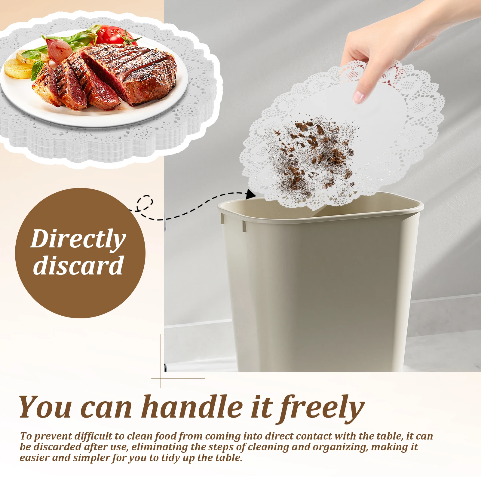 100 Pcs Lace Paper Doilies Tables Round Doilies Trays, Dessert Liners Cup Cake Disposable Paper Placemats Cake Packaging Pads