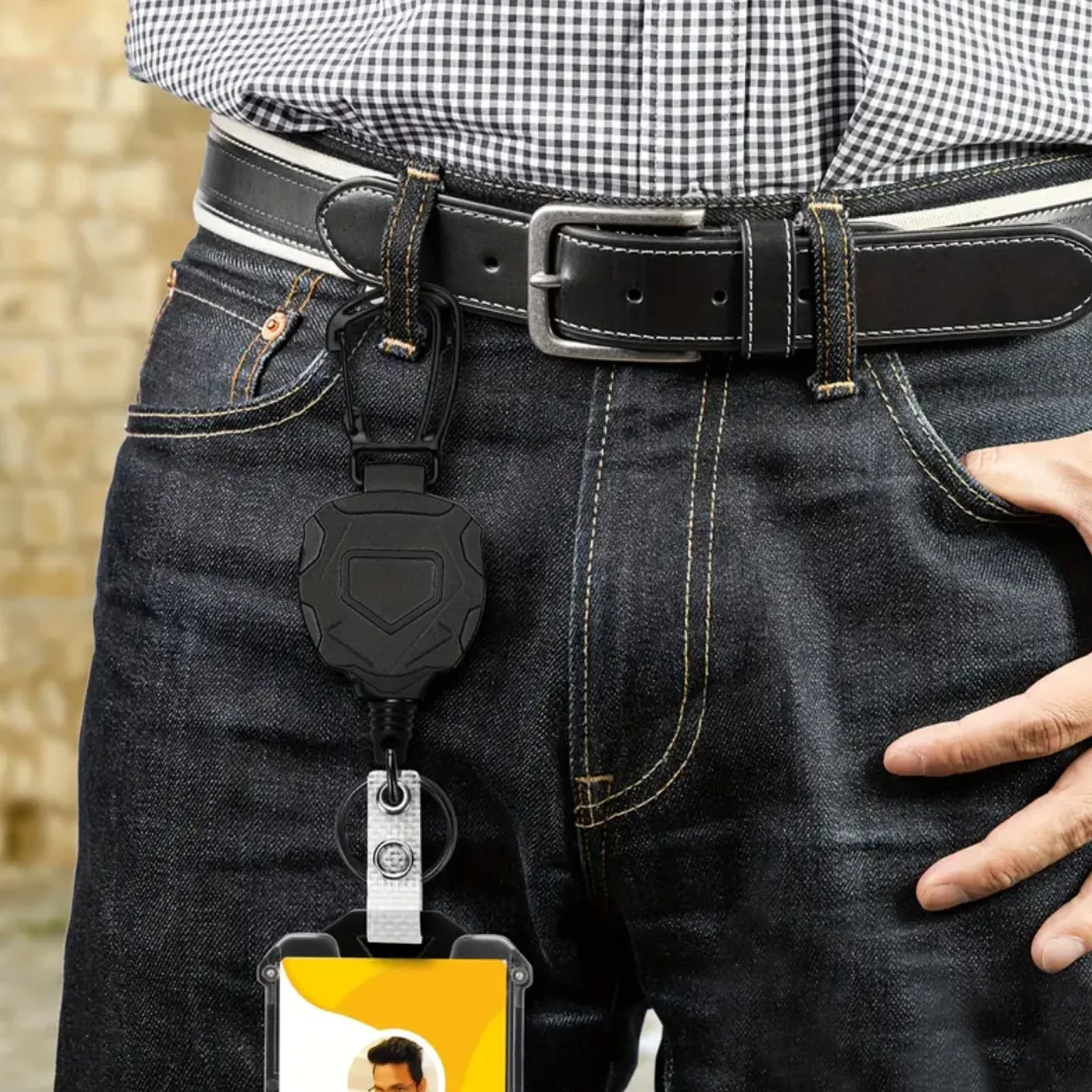Retractable Badge Holder Heavy Duty Carabiner Keychain Tactical ID Card Holder with 31.5