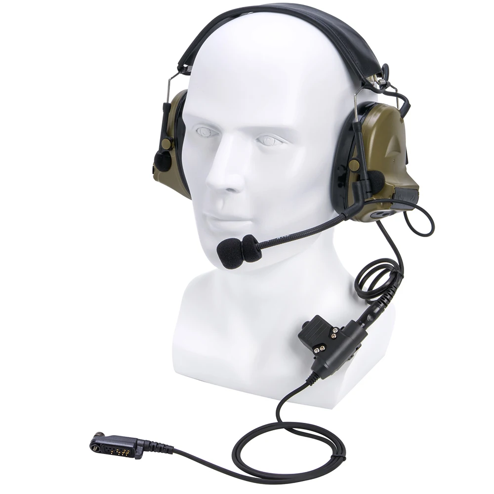 U94 PTT+green Tactical Headset and Noise Reduction Hearing Protection Shooting Headphone for HYT Hytera PD680 X1P PD660 PD600