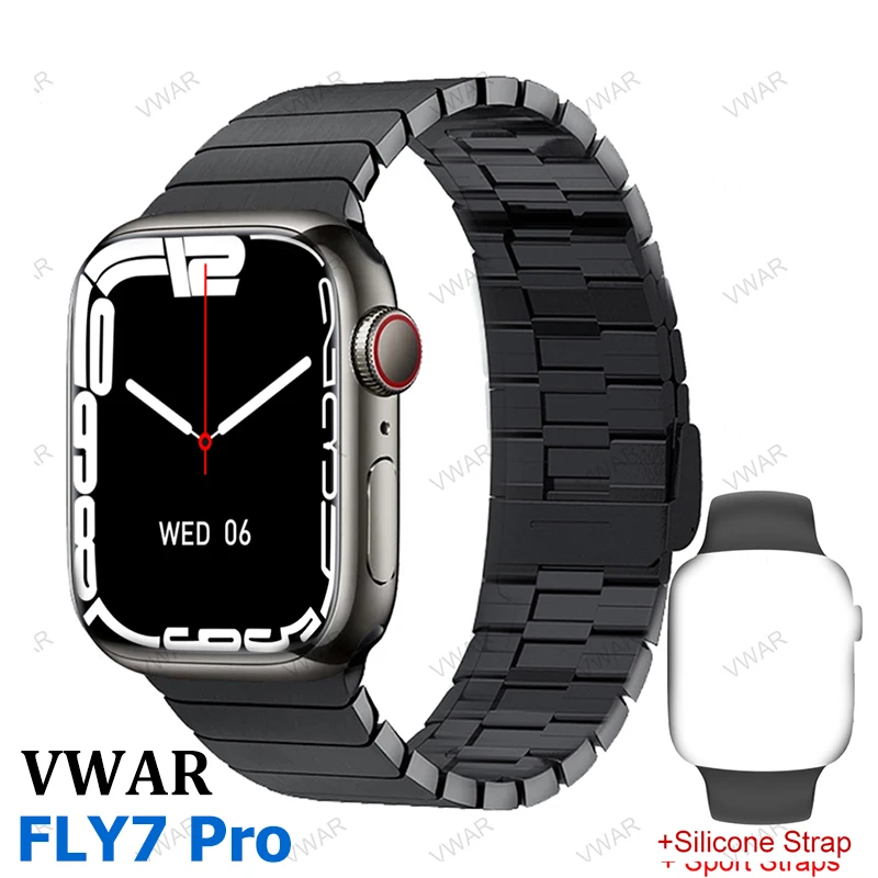 Vwar FLY7 Pro Smart Watch Series 7 Always on Display NFC Bluetooth Call 45mm Smartwatch Wireless Charging for iPhone Android 