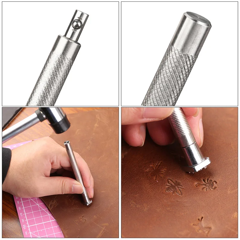 Leather Craft Stamps KRABALL Leather Carving Punch Tool Stamping Kit Hammer Number Letter Alphabet Insect Silver Logo Saddle