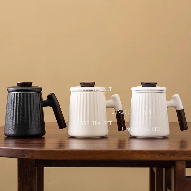 Ceramic Tea Separation Office Cup with Lid Personal Mug Office Tea Filter Teacup Drinking Utensils Tea Ceremony Accessories