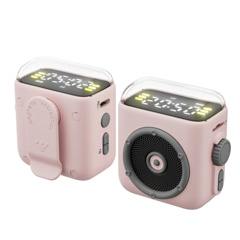 Bluetooth Retro LED Mini Speaker with Magnetic Back Clip - Portable Outdoor & Desktop Cartoon Music Gift