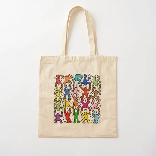 

Haring Copy Pop Art Cotton Canvas Bag Tote Unisex Foldable Shopper Shoulder Bag Reusable Travel Designer Printed Women Fashion