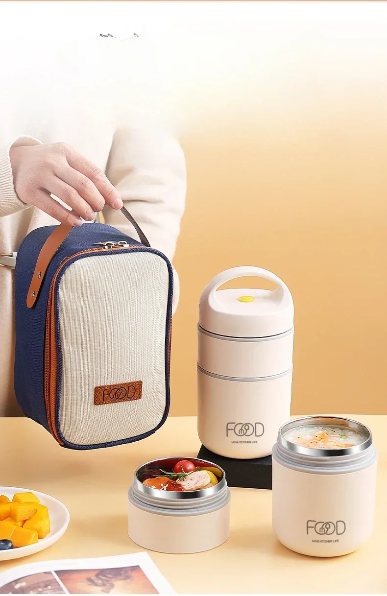 Insulated Lunch Porridge Cup Soup Pot Portable Breakfast Box Compact Soup Box Office Insulated Bucket Soup Box Cup