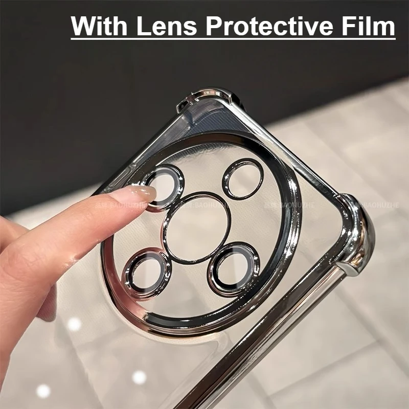 Enhanced Four Corners Anti-Shock Silicone Protective Case with Lens Protection Film