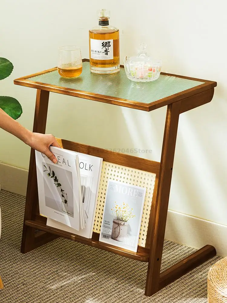 Side Table Small Coffee Table Bedside Sofa Side Cabinet Changhong Glass Square Tea Mini Corner
