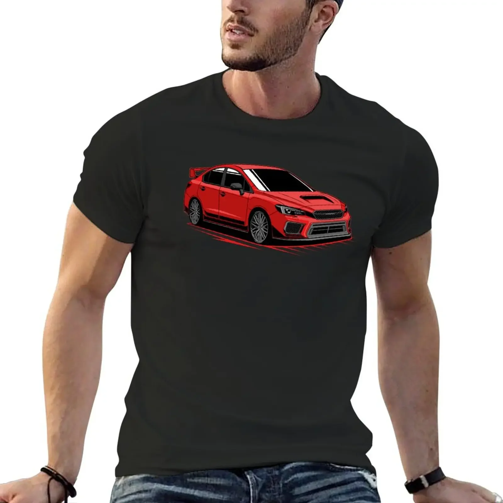 

Red subie wrx racing classic T-shirt sports fans hippie clothes plain T-shirts for men cotton