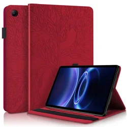 Elegant Tree Embossed PU Leather Tablet Case - Soft Back Shell Cover, 9.7 - Inch (Red)