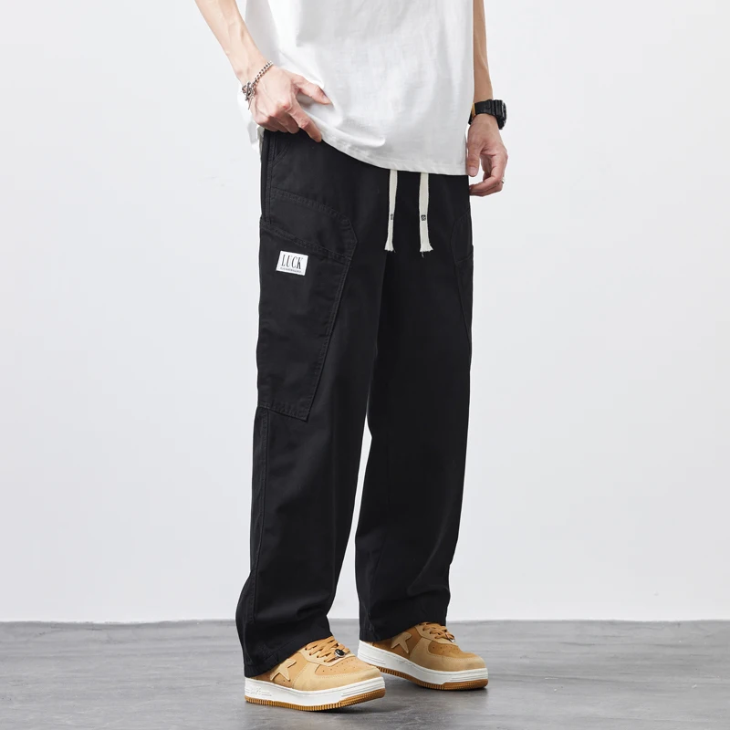 Men's Cargo Pants Drawstring With Multi-pocket Casual Baggy Streetwear Sweatpants Man Outdoor Hiking Twill Track Jogger Trousers 5