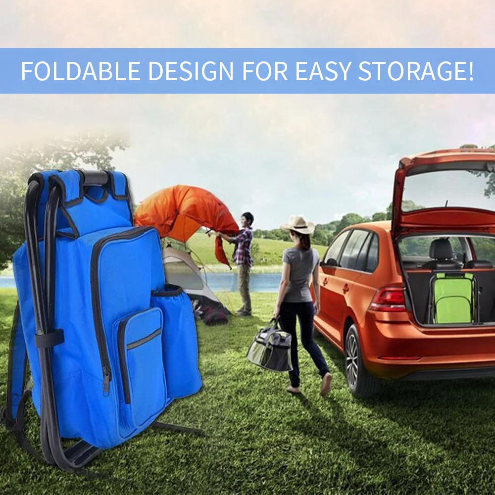 Portable Ice Chair Cooling Seat Ice Stool Foldable Insulated Pack Stool Dual-shoulder Straps Fishing