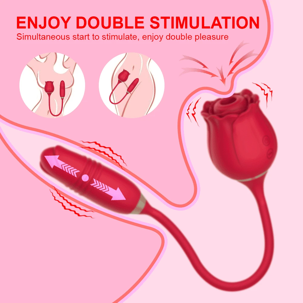 Rose-Sucking Thrusting Vibrator Blowjob Clitoris Stimulation Vacuum Stimulator Nipple Clit Sucker Sex Toys for Women Joinjjtoy vagina sucking vibrator clit sucker vibrator female sex toy female masturbator