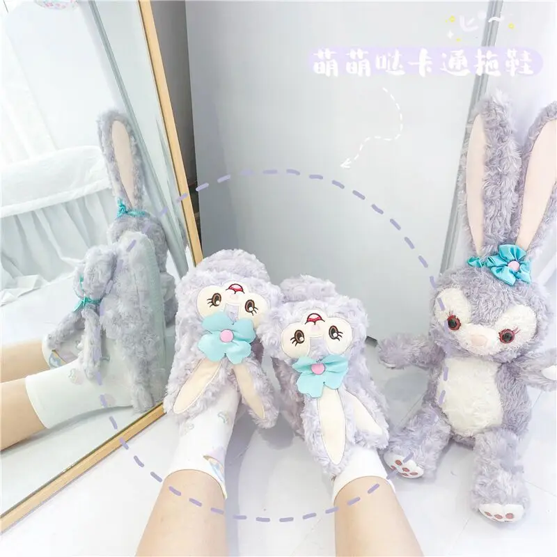 

Winter Girly Heart Ballet Rabbit Stellalou 3d Bunny Ears Cute Cartoon Cotton Slippers Half Heel With Thickened House Slippers