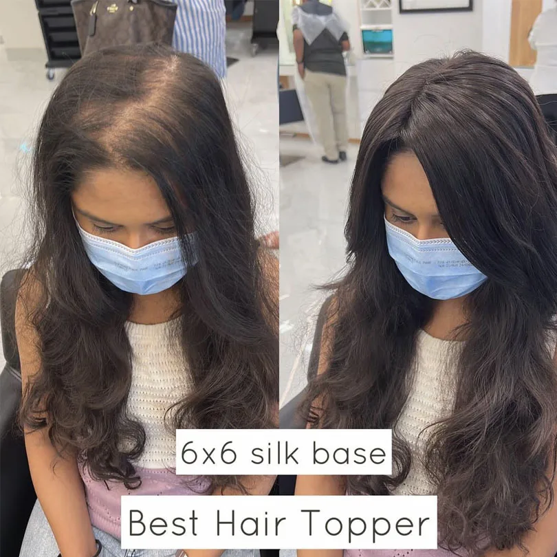 Hair Toppers Silk Skin Base Virgin Human Hair For Women With 4 Clips