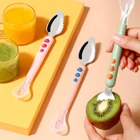 Baby Fruit Scraping Mud Spoon Feeding Spoon Soft Silicone Spoon Baby Easy To Eat Fruit Spoon Mother And Baby Supplies 1