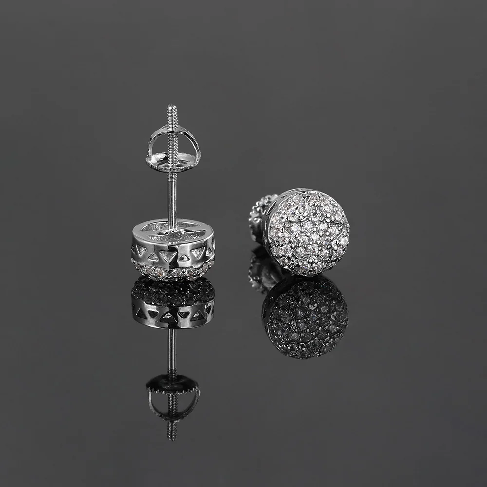 Hip Hop halbkugel förmig geformte Piercing Ohr stecker für Unisex vereist Zirkonia Chunky Punk Rapper Ohrschmuck ohe161 – Detail 7